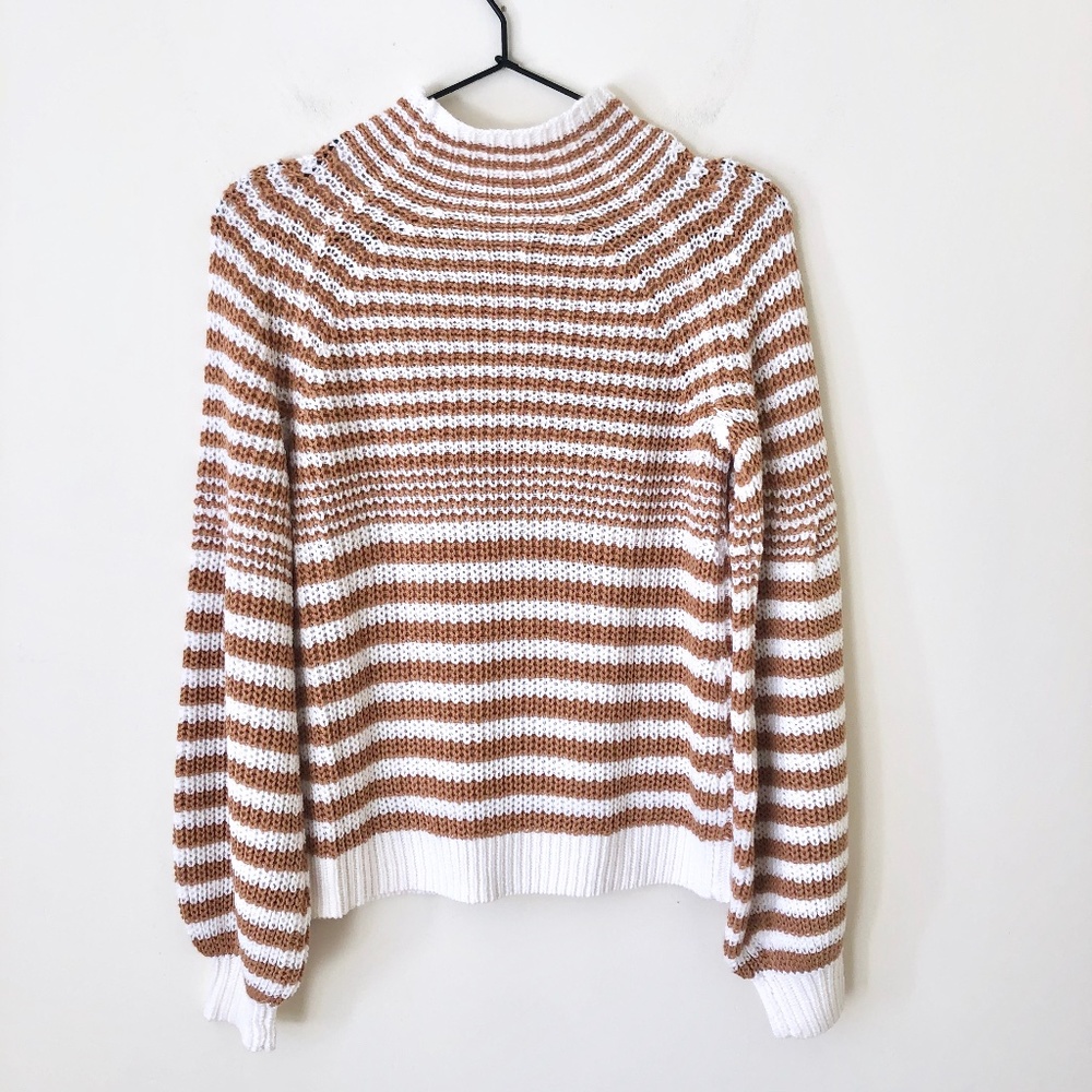 SAYLOR Brown and White Striped Turtleneck Sweater - Picture 6 of 6